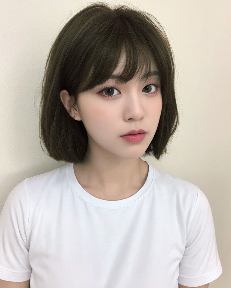 日韩系减龄短发 搭配亚麻青灰色