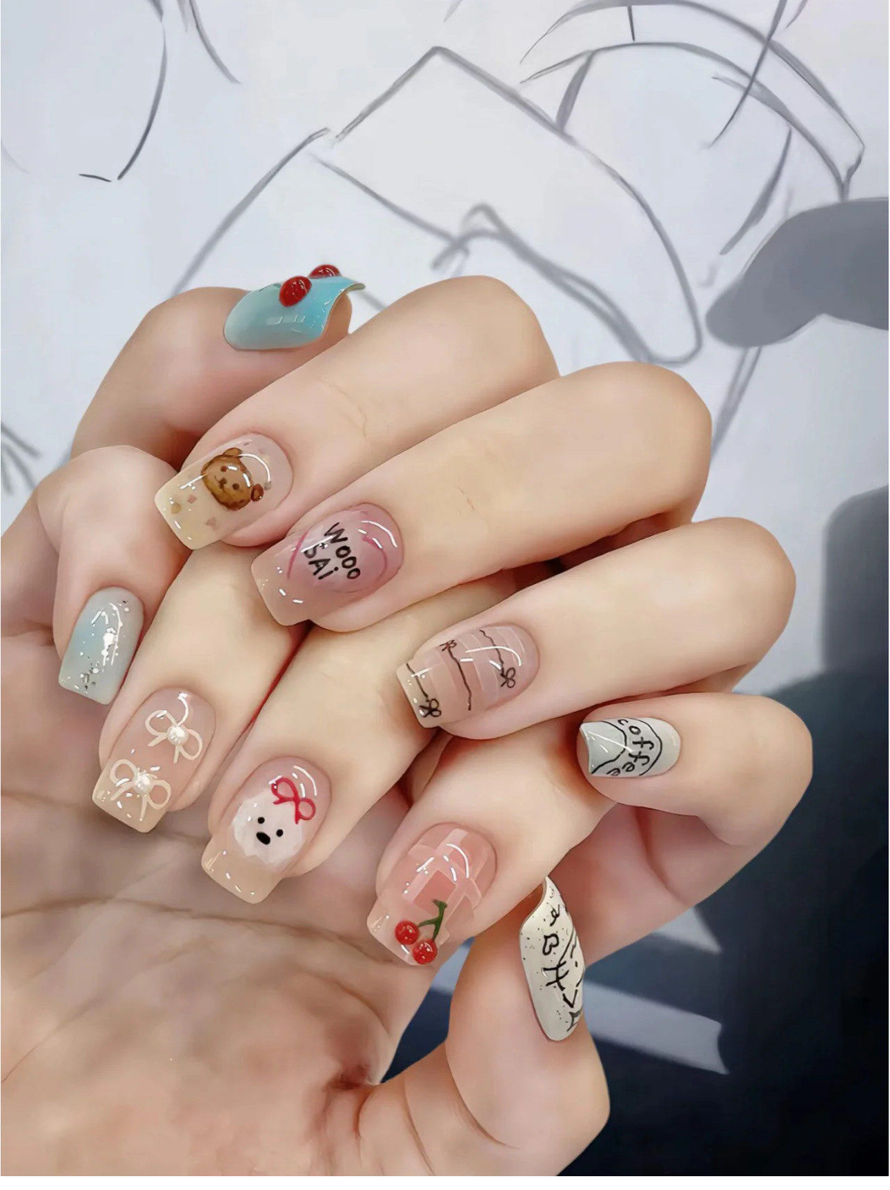 可爱卡通美甲