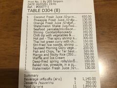 账单-卷心菜和避孕套餐厅(Pattaya)