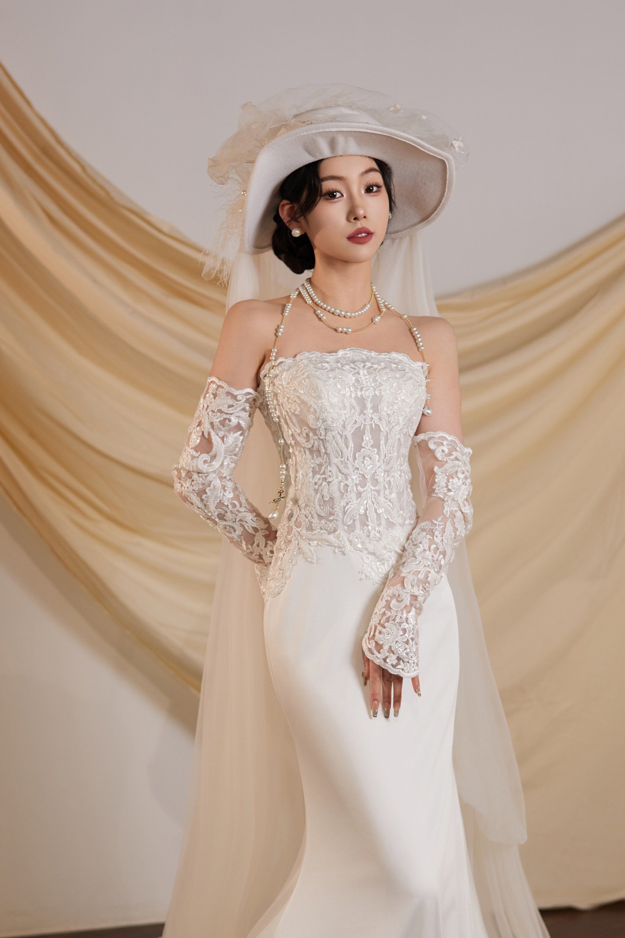 美到不可方物78法式复古蕾丝鱼尾|开封婚纱