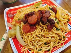 叉烧干捞扁实面-明叔捞面