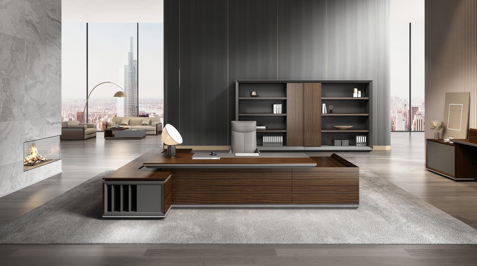 简约现代办公桌老板桌总裁桌椅组合经理豪华大气