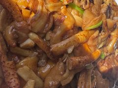 柳树菇炒五花肉-崂山水果园农家宴(泉水鸡店)