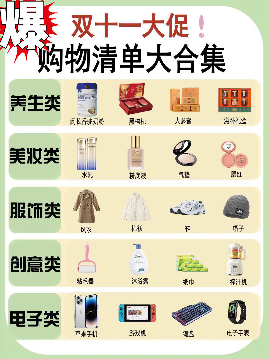 超全的双十一购买清单来了‼️‼️‼️
