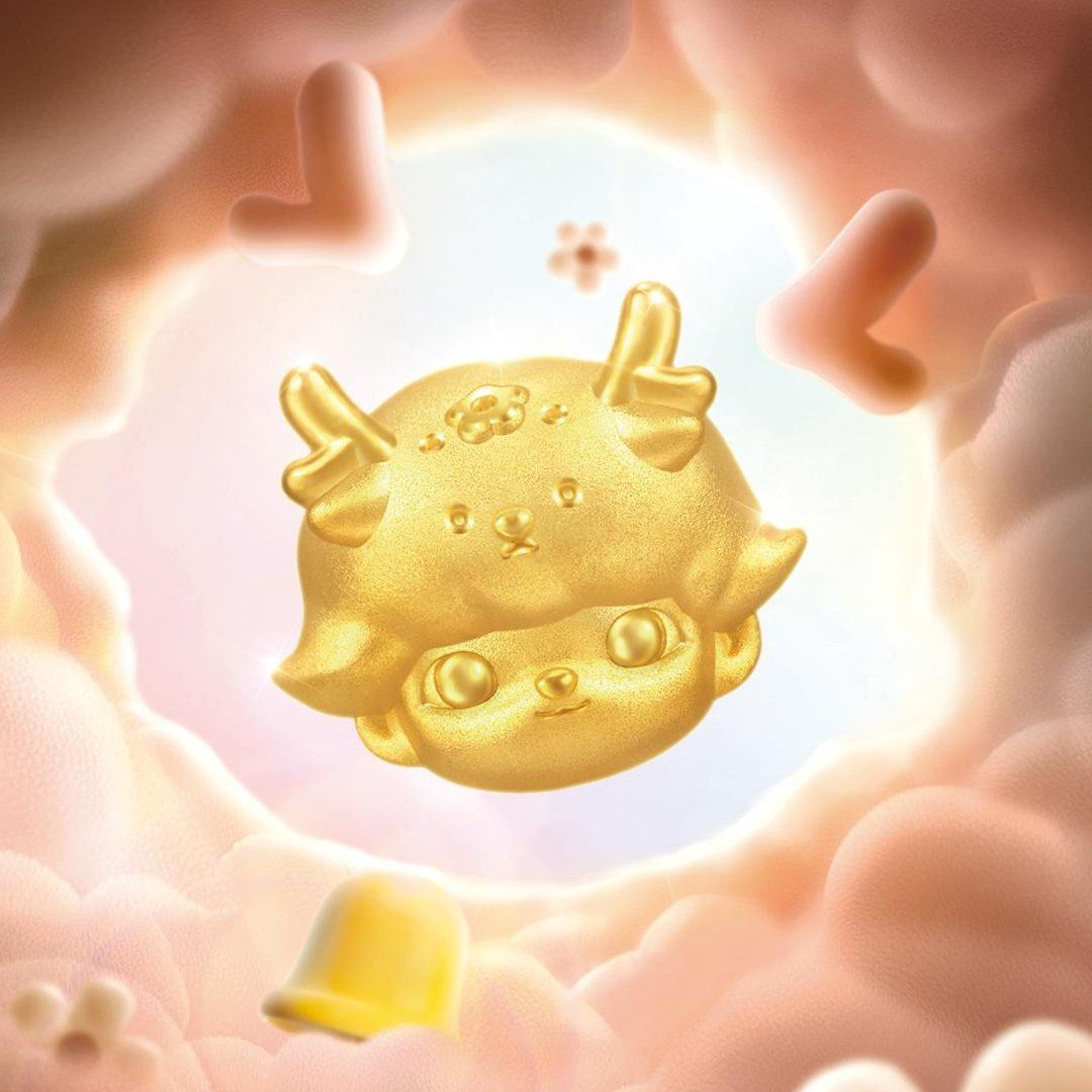 周生生泡泡玛特dimoo周游奇梦足金黄金串珠