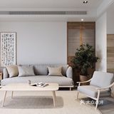 沙发旁的桌子和吊灯垂直，方便在沙发上看看书
