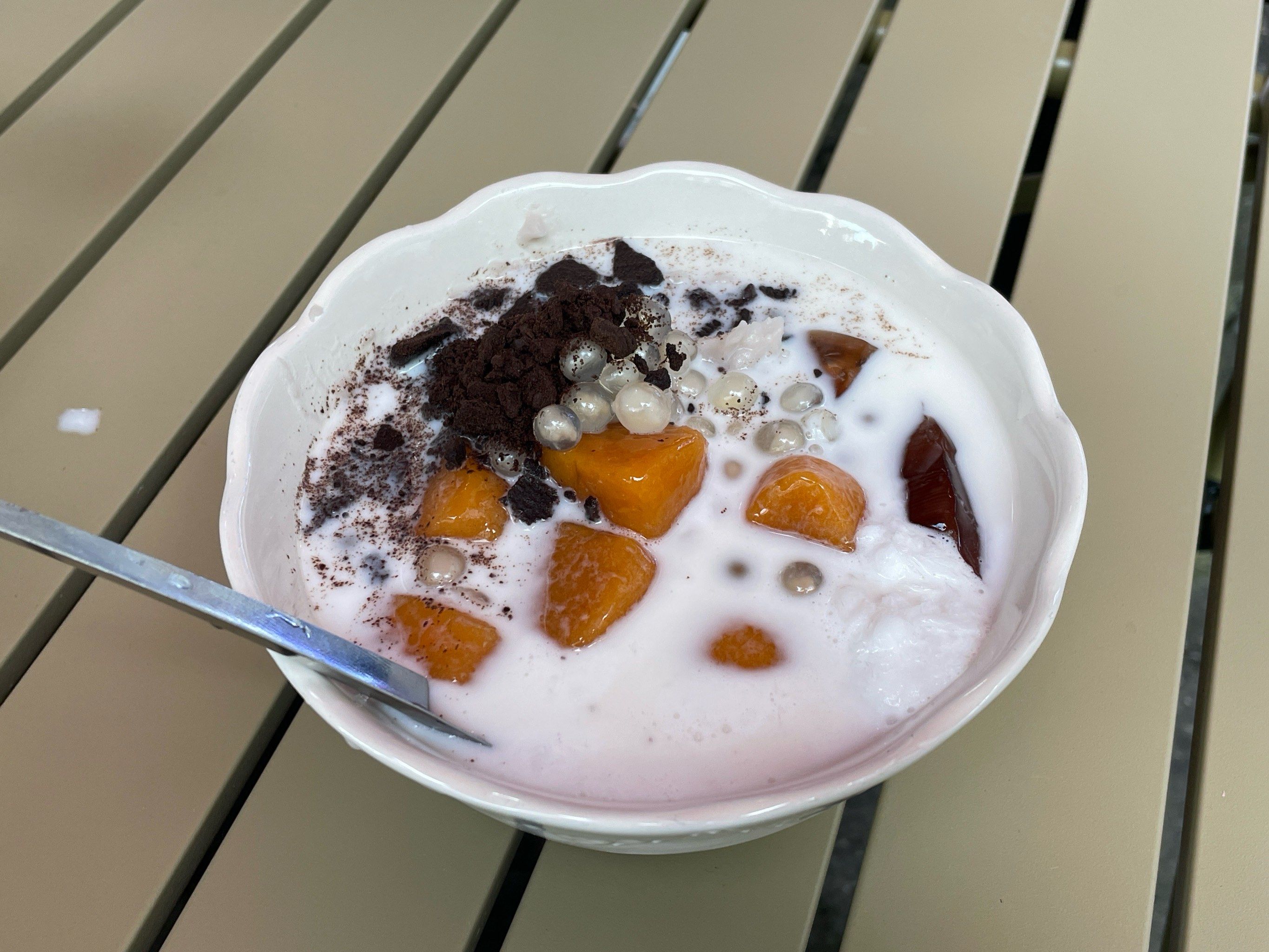 芋泥,茶冻,爆爆珠～芋泥超级好吃,喜欢这家的口感～芋圆是每天现做的