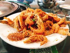 炸河虾-姥家大锅台水库渔家