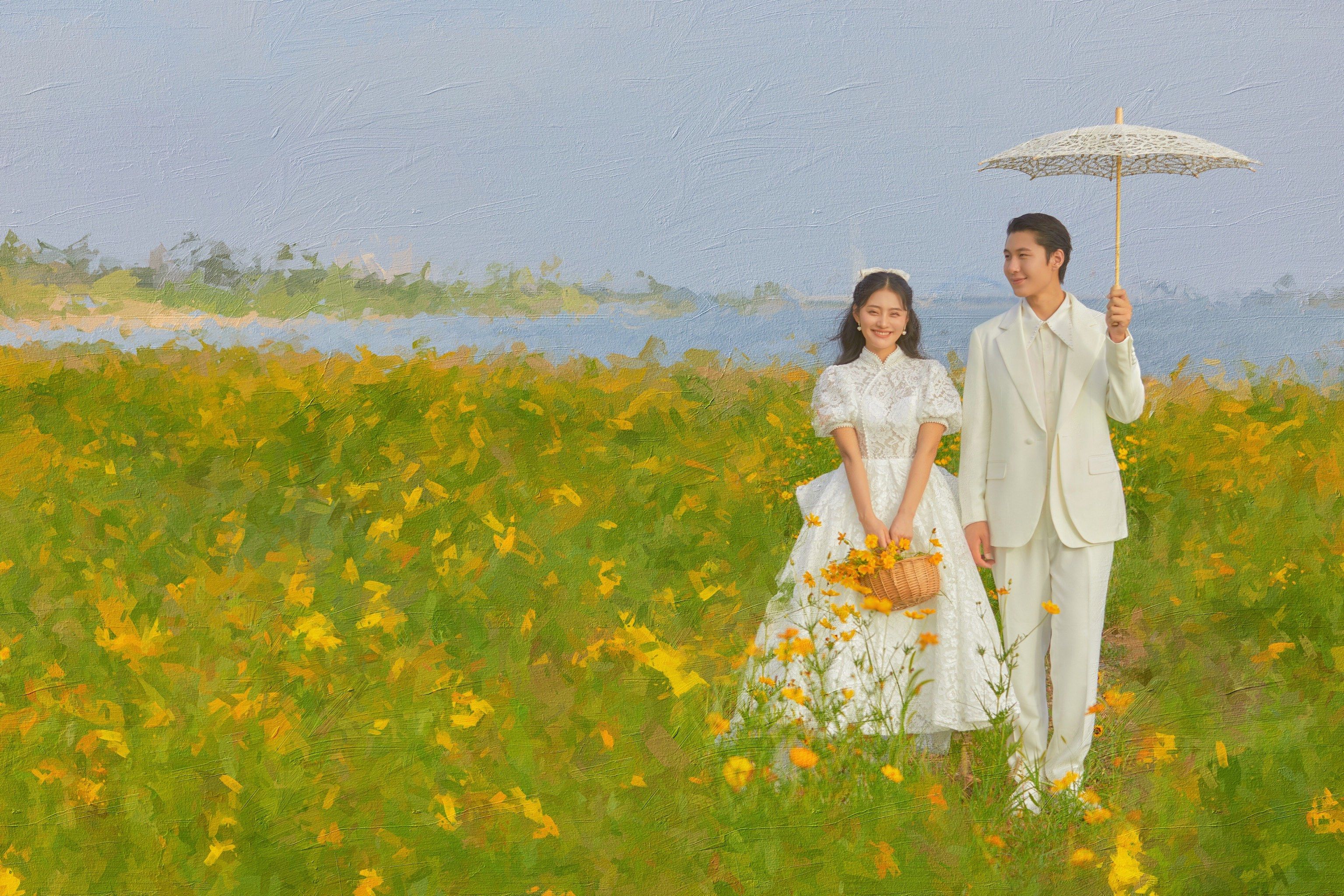 季节限定.春日油画9815法式田园油菜花婚纱照