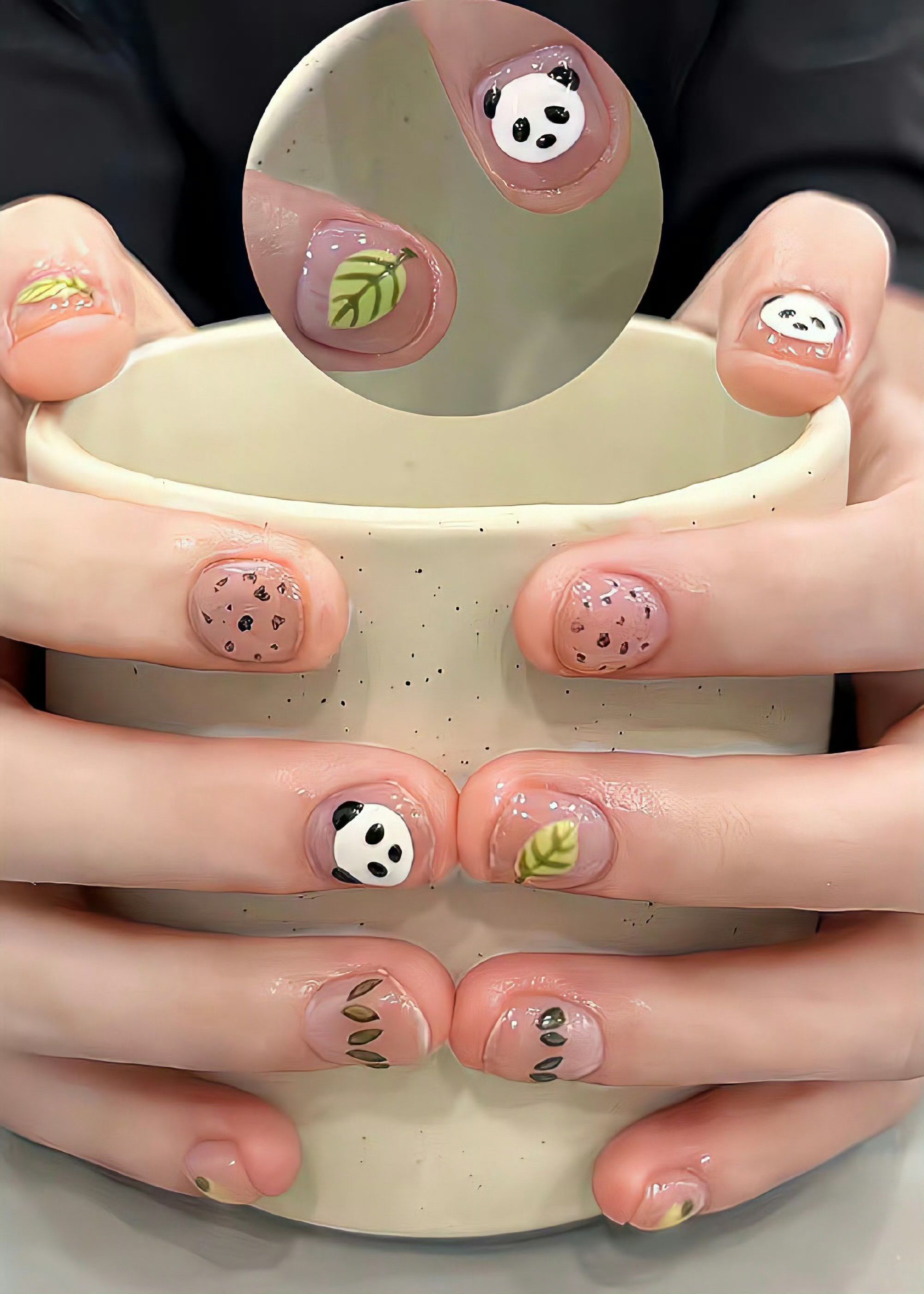 可爱的熊猫美甲💅