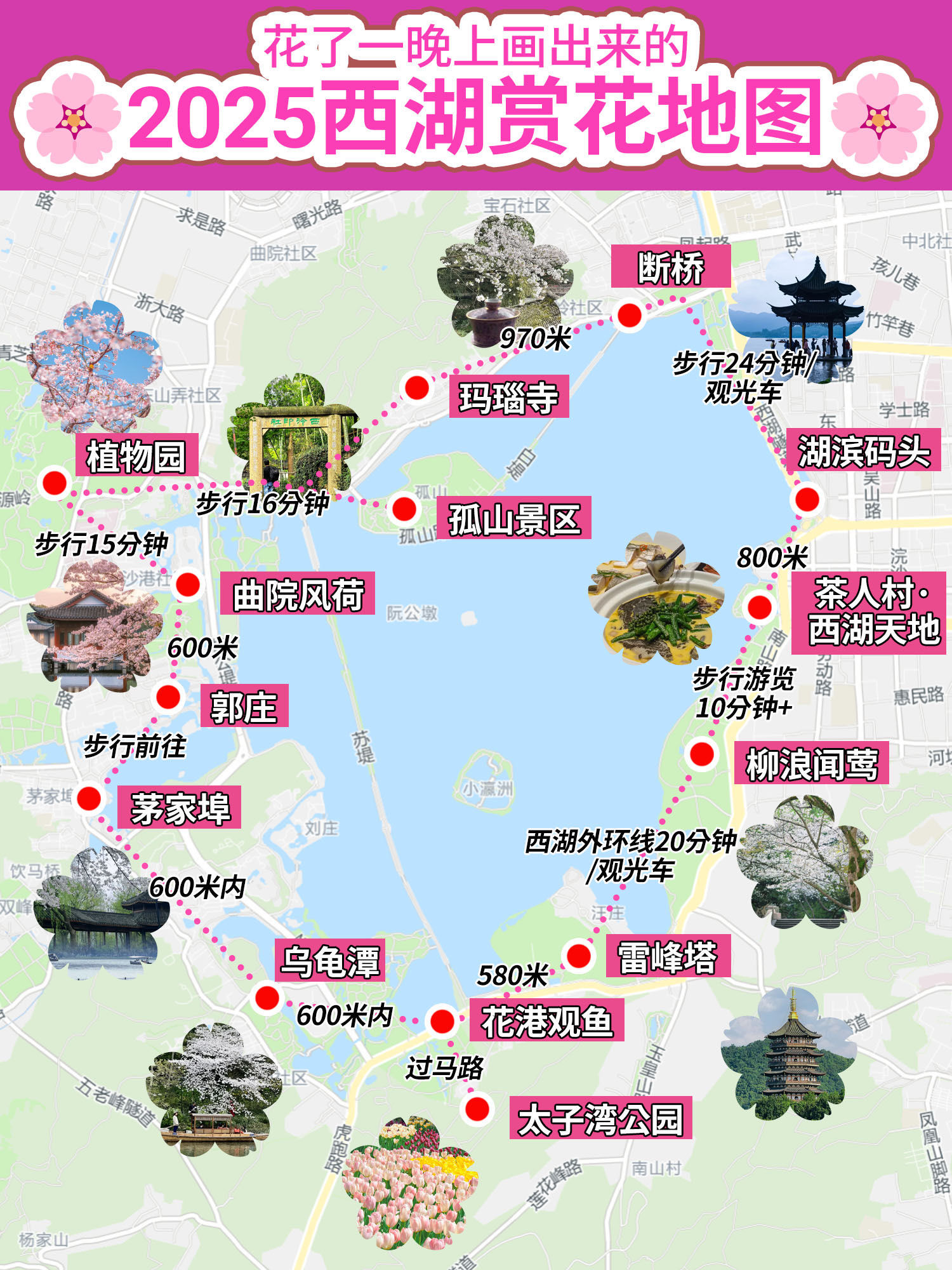 2025年杭州西湖赏花地图🌸