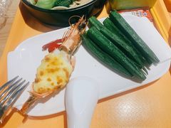 芝士大虾配海盐秋葵-北大家园食堂