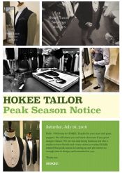 HOKEE NOTICE 定製旺季溫馨提示-和记HOKEE·西服定制