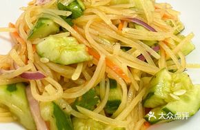 Spicy Potato Shreds with Cucumber Salad