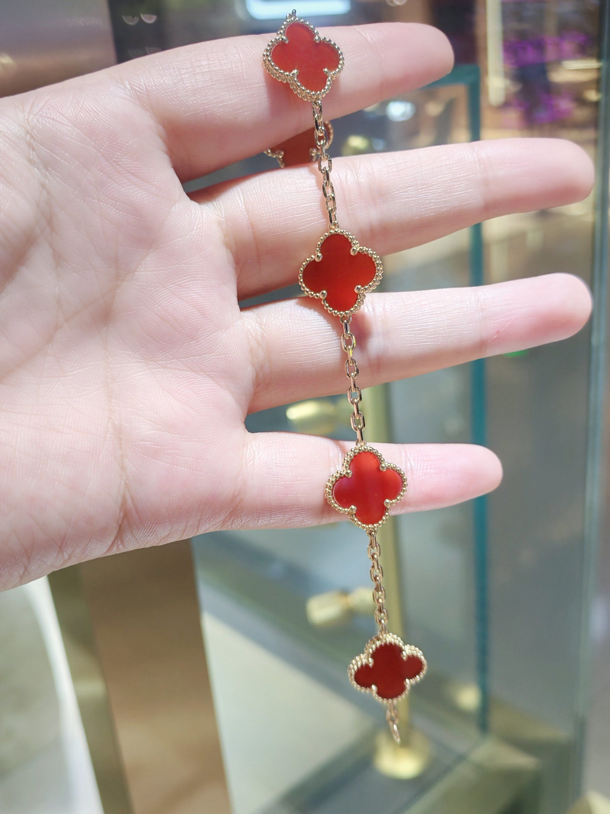 红玉髓四叶草手链