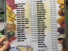 菜单-Jonah's Fruit Shake & Snack Bar