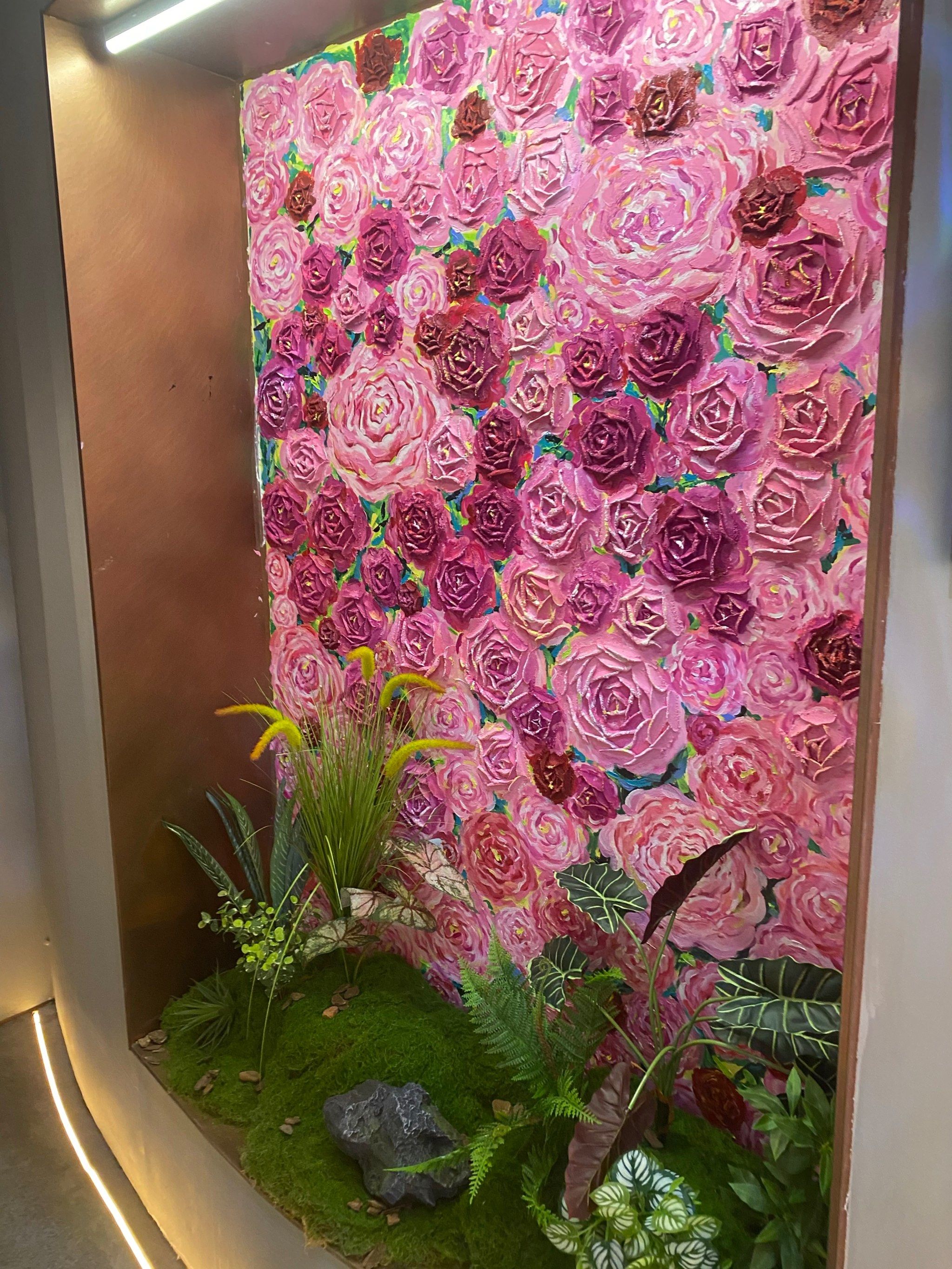 很立体的玫瑰花墙