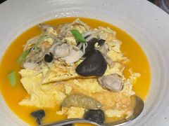 虾汤蛤蜊荟茭白蛋饼-山塘渡·苏式园林餐厅