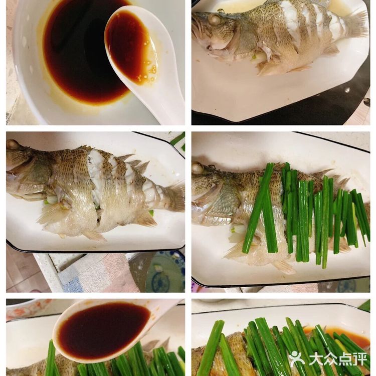 清蒸鲈鱼 食材： 鲈鱼 葱姜蒜 生抽 蚝油 糖