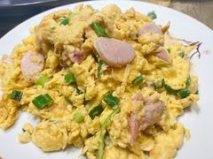 扇贝丁炒鸡蛋-小船渔村•大连菜•大连焖鱼(黄河路店)
