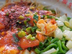 番茄鸡蛋油泼面-手擀菠菜面(西康路店)