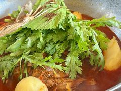 土豆排骨火锅（辣）-喇喇排骨火锅·传统韩式脊骨汤(望京西园总店)