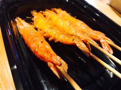 烤虾-路边摊小炉子烧烤