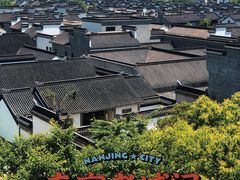 城墙上可以看到老门东的建筑-南京城墙景区