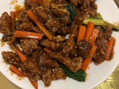 虾仁炒肉条-海香园饭店
