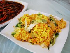 大葱炒笨鸡蛋-横道佛手居筋饼店