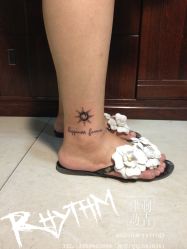 吉林市纹身 律动纹身 脚脖太阳 纹身。-律动刺青