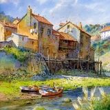 水彩下的静谧水乡村落惹人爱[加油]