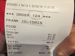 账单-Fergburger(皇后镇店)