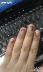 点击看大图 拍好丑~其实很美!肉粉色底色+双色豹纹-A-Best nail UP时尚美甲沙龙