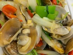 姜葱爆炒花蛤-覃记海鲜美食餐厅