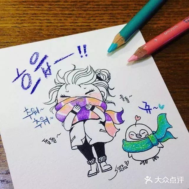 小清新彩铅人物画，每一张都超萌哒！