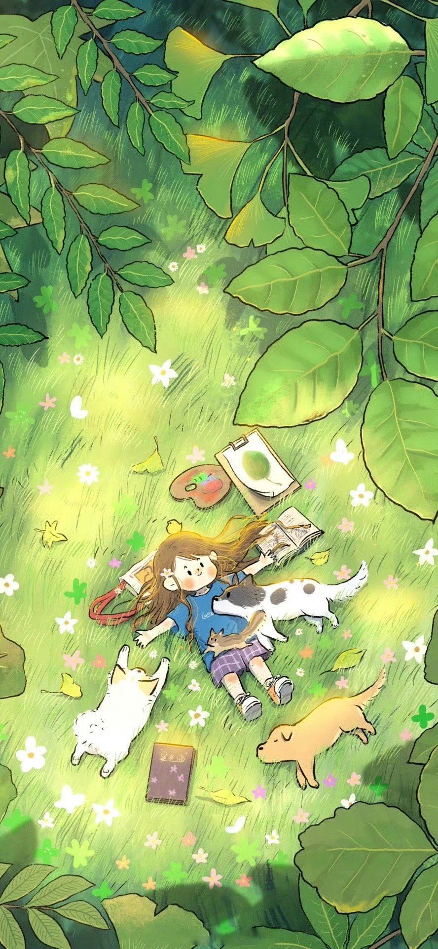 手机里的小清新插画