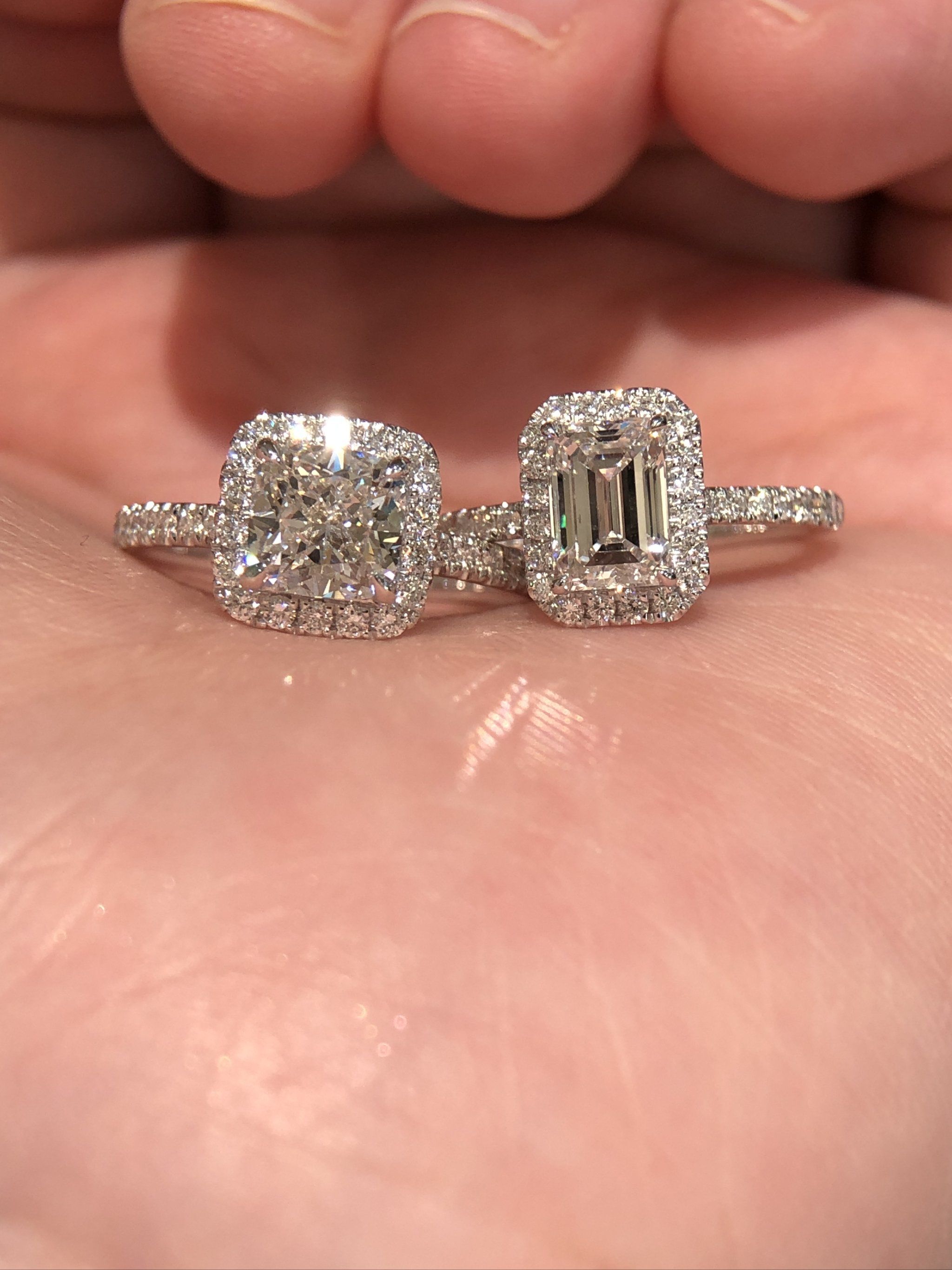 经典方形钻石围镶款钻戒💍祖母绿&公主方💎