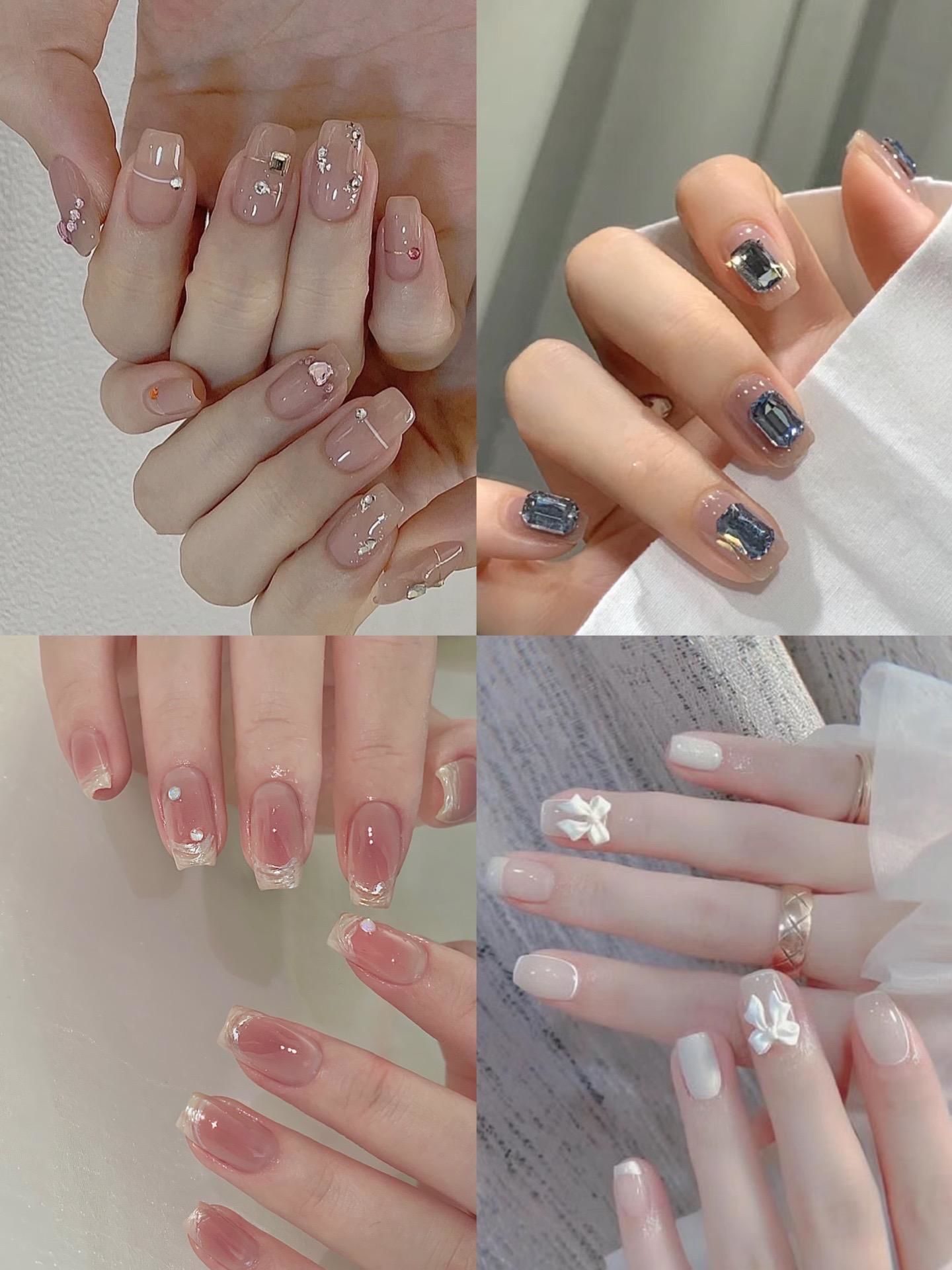 夏日显白简约跳色 跳款美甲