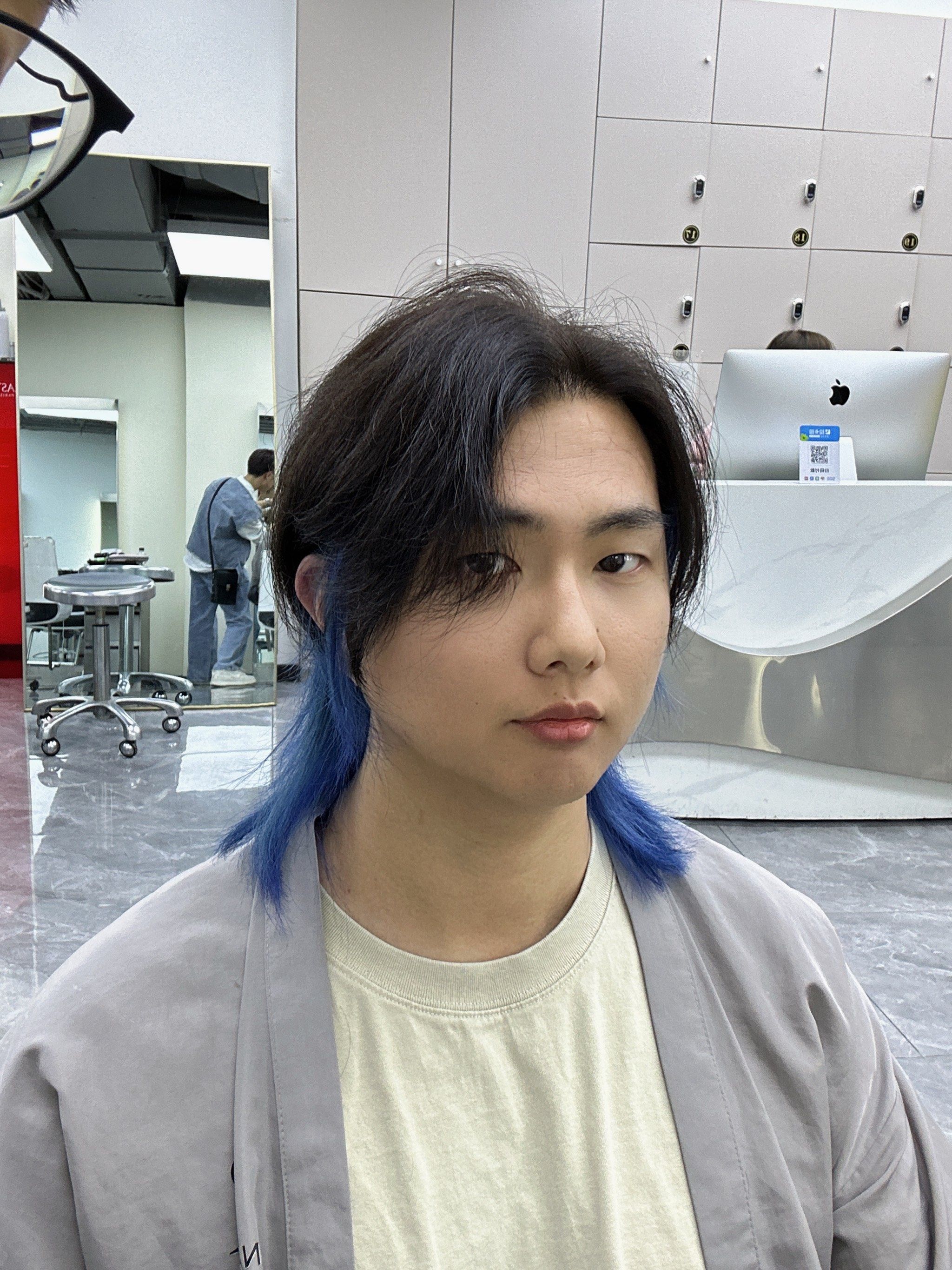 鲻鱼头➕灰蓝色挂耳染💙