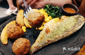 Yellow Croaker Mornay with Italian Meatballs