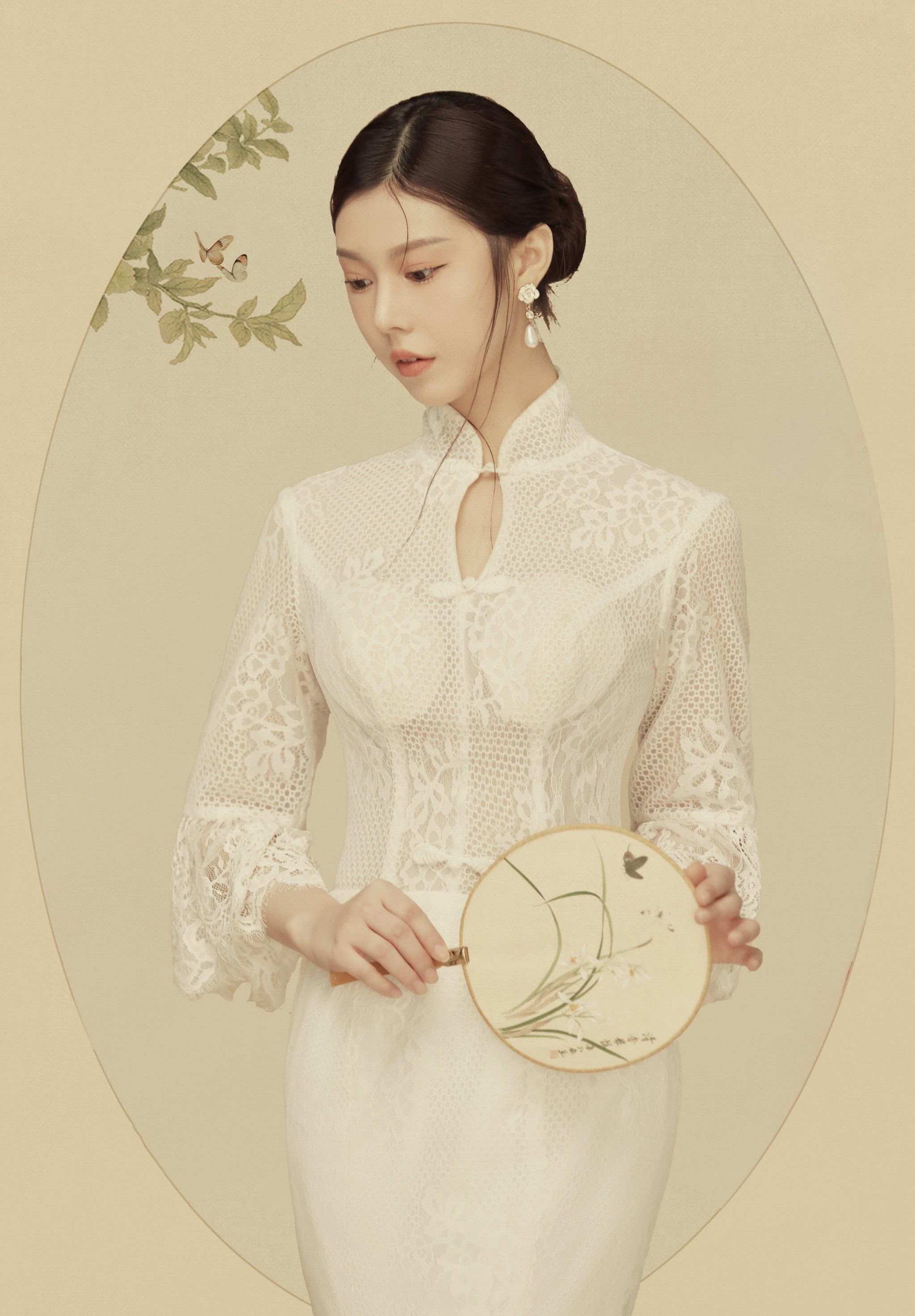 工笔画风格的婚纱照