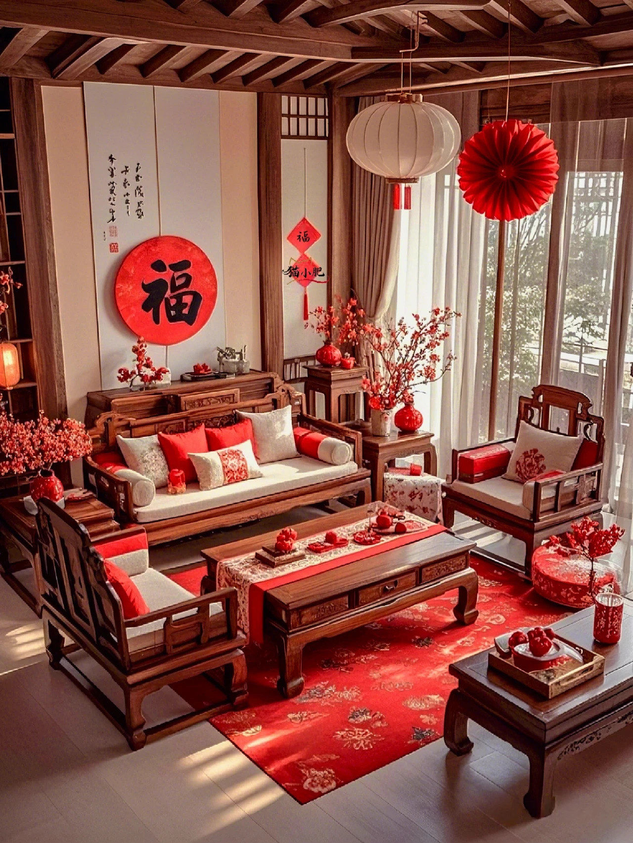 妈妈布置的春节装饰,太喜庆了吧