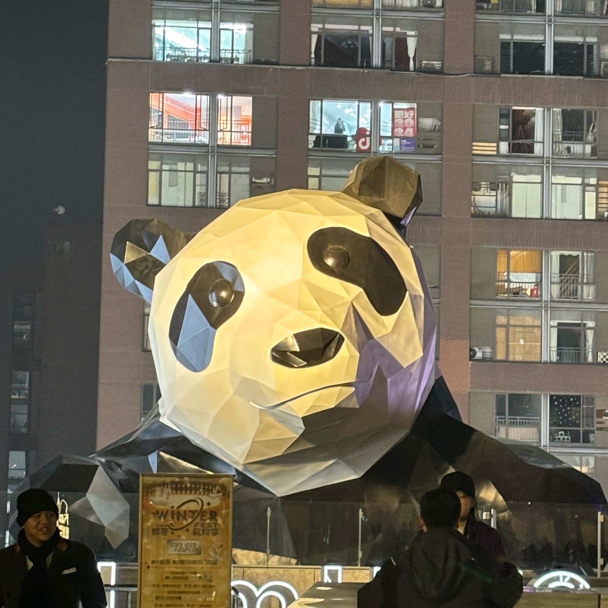 就是说第一次爬上正脸熊猫🐼那,之前都是看的他的背影哈哈哈