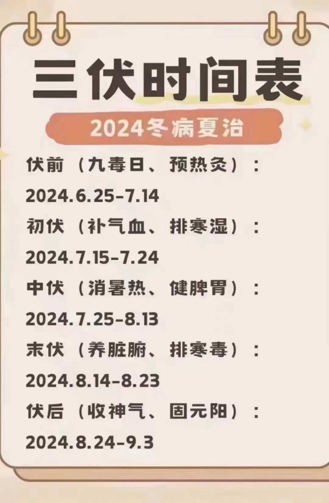 2021年三伏灸时间表图图片