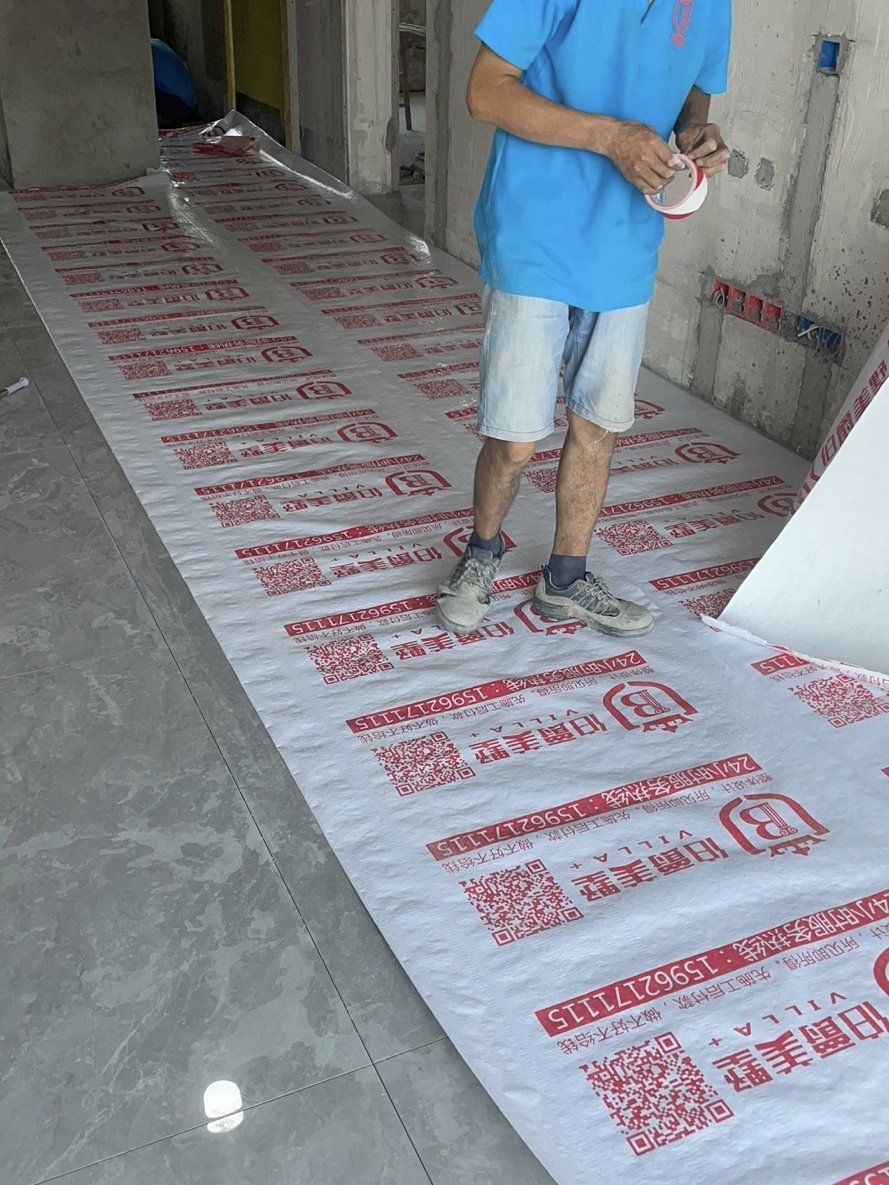 苏州装修|虎北花园地面保护膜铺贴