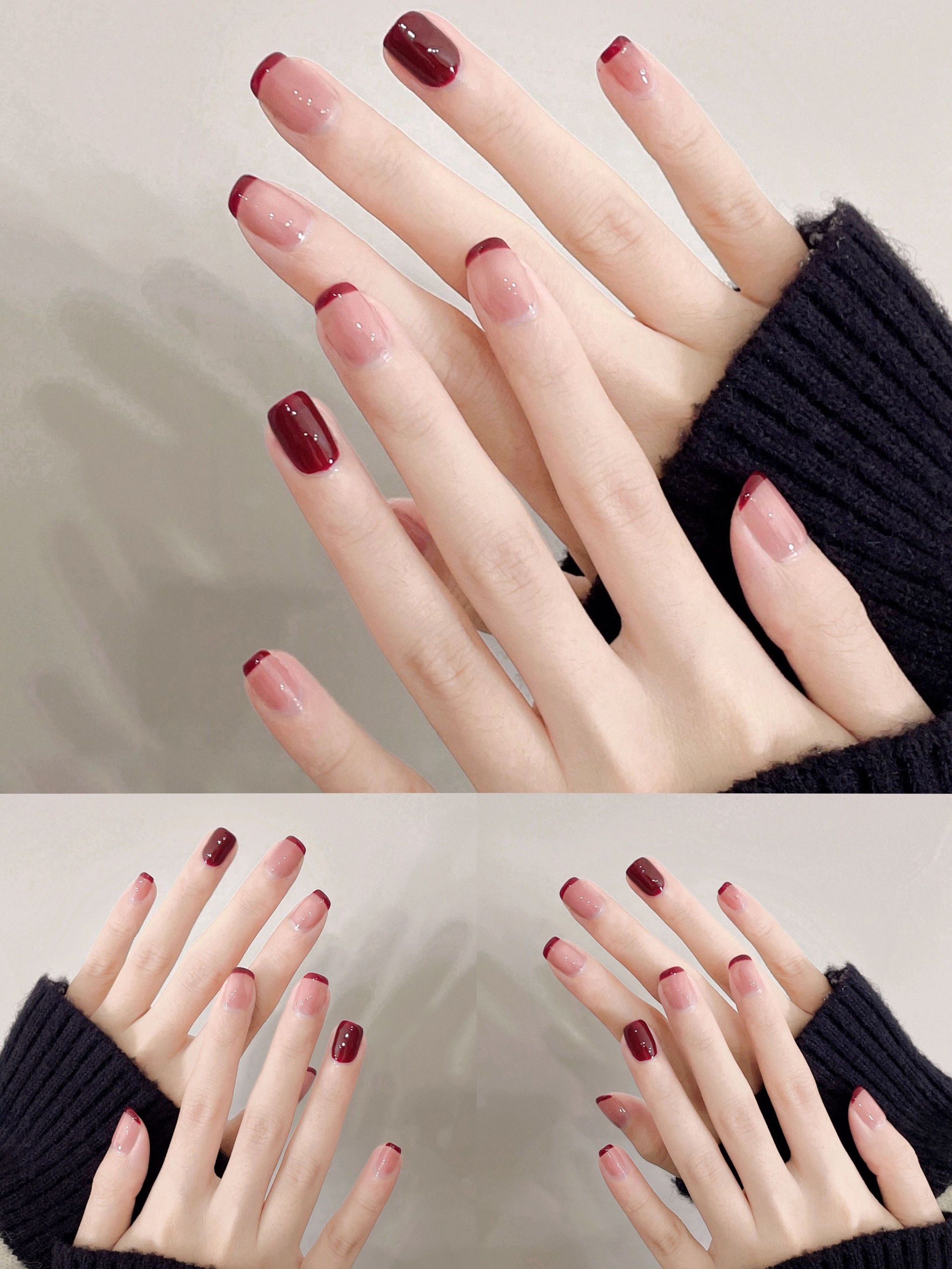 秋季显白跳色法式浪漫美甲