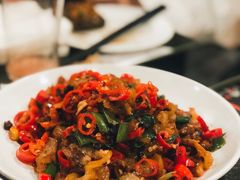 老干妈炒猪脚皮-湘肠香火锅店(团结湖店)