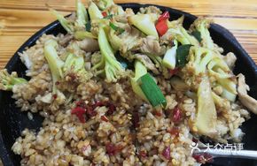 Cauliflower and Pork on Iron Plate