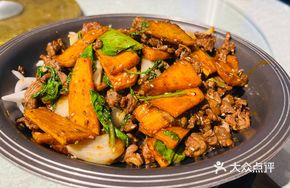 Iron Plate Beef with Baked Sweet Potato